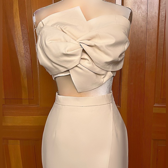 Nude Colored  2-Piece Skirt Suit. - Picture 2 of 16